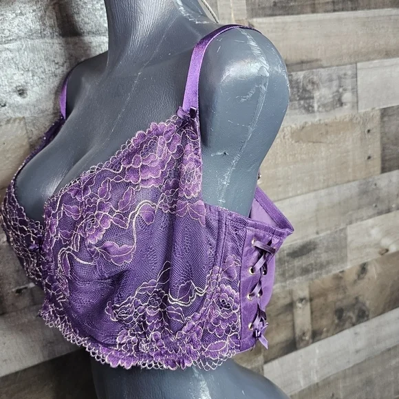 Cacique Purple Unlined Balconette Bra 46DD - Picture 6 of 10